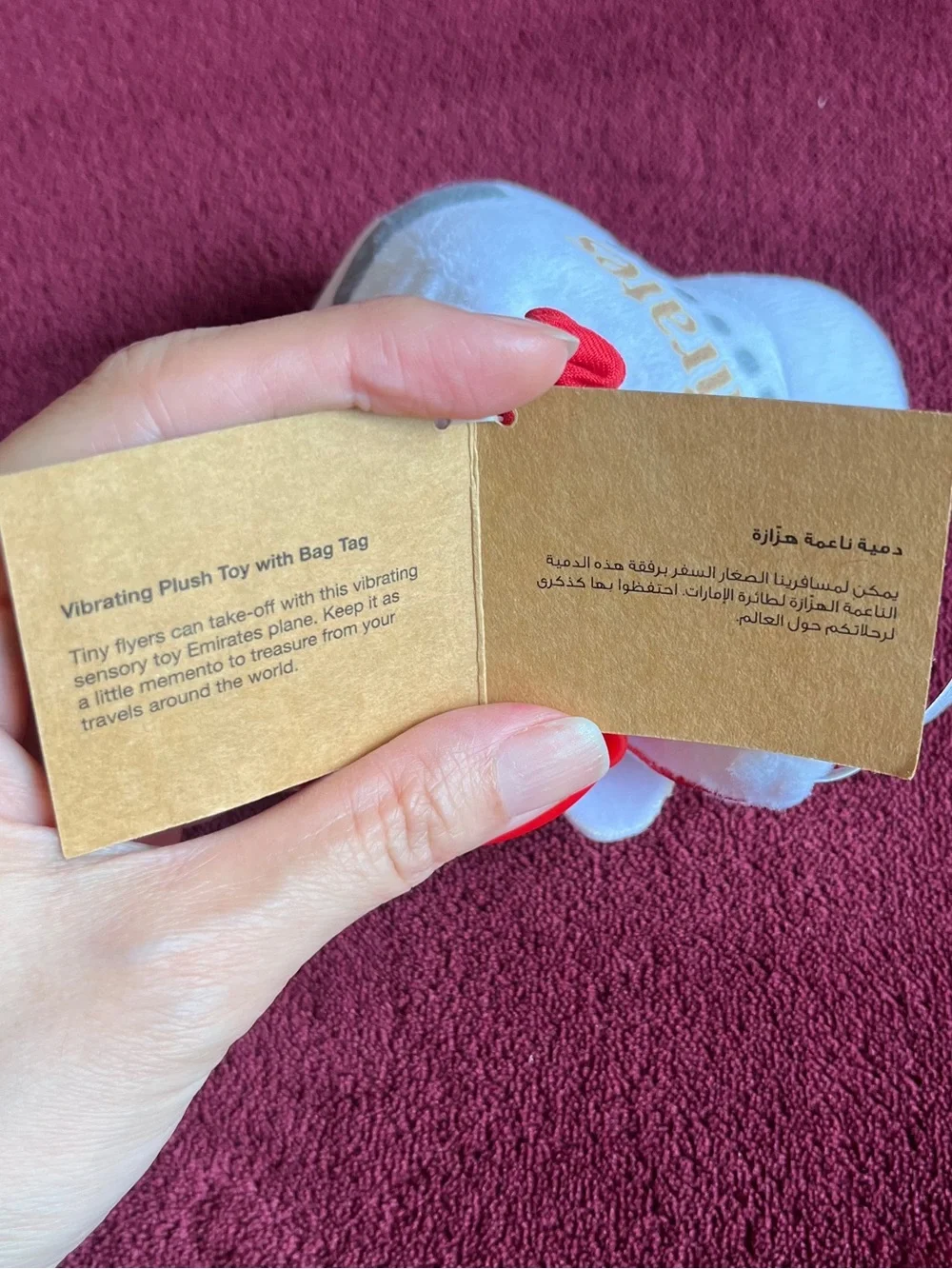 Emirates White Plush Airplane Keyring Toy - Kids Vehicles